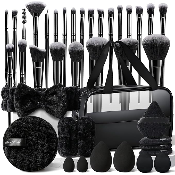40Pcs Black Makeup Brushes Set Professional Makeup Kit Multi-functional Makeup Tool Set with Case Facial Makeup Accessories, Foundation Makeup Brush Kit Eye and Face Make up Brushes & Tools