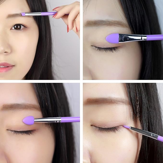 LORMAY 7 Pcs Silicone Brush Applicator Kit for UV Resin Epoxy Art Crafting and Cream Makeup Products (Purple)