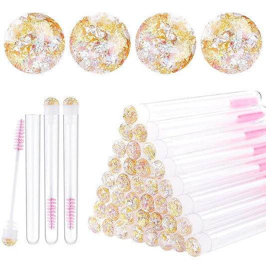 50pcs Eyelash brush Lash Wand Makeup tool Eyelash Extension supplies Cleaning brush Diamond Mascara foil pink