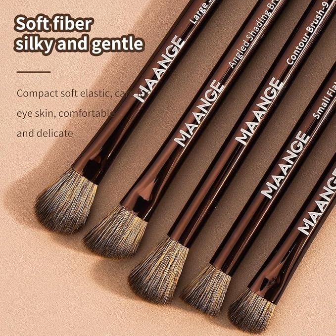 MAANGE 14-Piece Makeup Brush Set with Aluminum Ferrule- Premium Synthetic Makeup Brushes Kit Foundation Brush Eye Shadow for Beginners & Professionals(Dark Coffe)