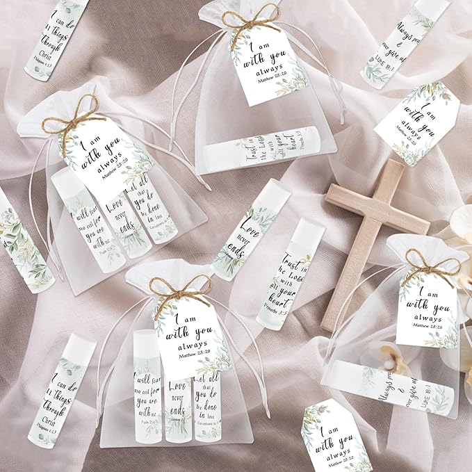 50 Pcs Bible Verse Lip Balm Bulk Christian Gifts for Women Faith Religious Inspirational Party Favors Catholic Group Moisturizing Lip Care, Appreciation for Friend Teacher Worker Employee