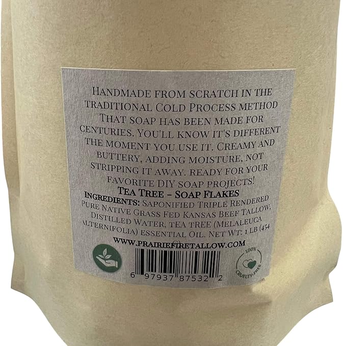 Pure Beef Tallow Soap Flakes - Made in USA - Grass Fed and Finished - Face, Body and Hair - Natural and Organic Fragrance Free