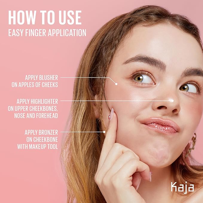 KAJA 3 Colors Palette - Play Bento_Mochamallow | Powder Blusher, Highlighter, Cream Bronzer, Creamy Application, with Mango Seed Butter, Powdery Finish, Easy Finger Application, Lightweight Formula