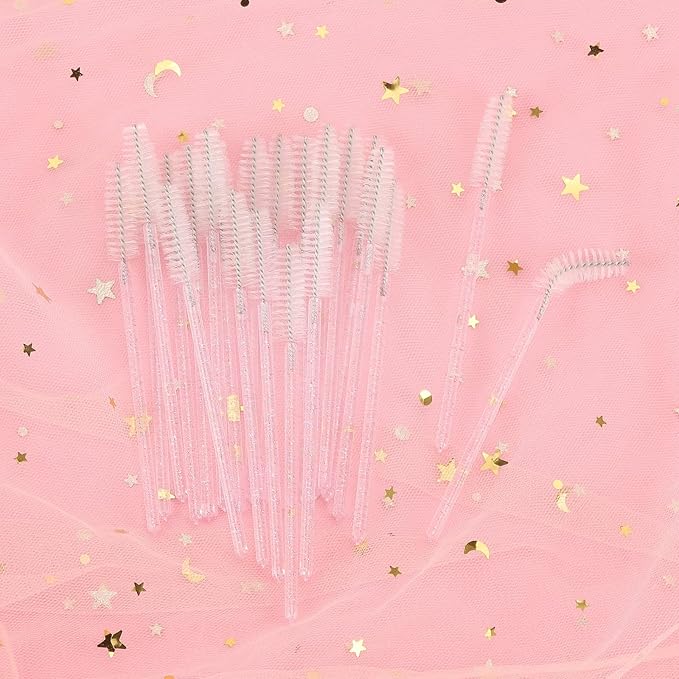 Tbestmax 500 Disposable Mascara Wands Eyelash Brush Spoolies for Eyebrow Eye Lash Extension (Pink, White)