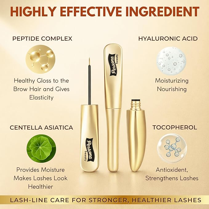 Eyelash Growth Serum for Longer Thicker Lashes & Stronger Natural Lashes, Lash Growth Serum with Peptides & Biotin, Vegan & Non-Irritating Daily Formula, Safe for Sensitive Eyes, 5ml