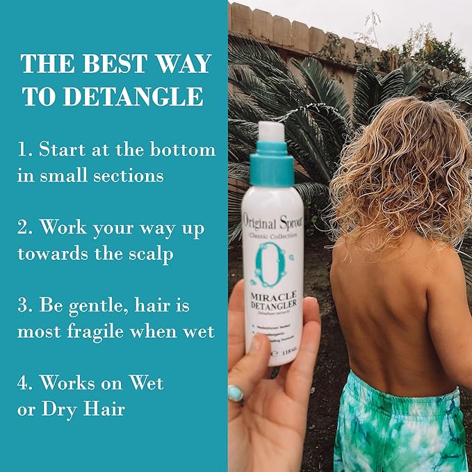 Original Sprout Miracle Detangler Spray, Lightweight Non-Greasy Leave-In Conditioner Spray for All Hair Types, Smooths, Softens & Detangles, Vegan, Cruelty-Free, Safe for Kids & Adults, 12 fl oz