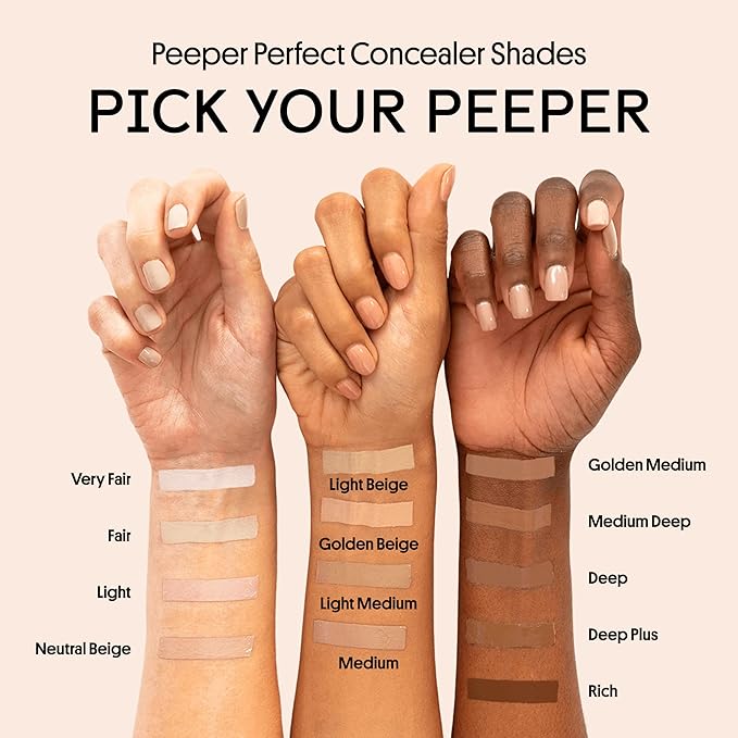 Winky Lux Peeper Perfect Under Eye Concealer, Makeup & Eye Brightener, Full Coverage Concealer for Dark Circles, Color Corrector & Eye Primer With Collagen, Hyaluronic Acid & Vitamin E (Golden Medium)