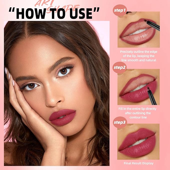 12 Colors Matte Velvet Lip Liner Set, Long Lasting Waterproof Lipstick Pencil, Smooth Glide Nude Pink Red Brown Lipliners for Lip Contour & Fill, Non-Smudge Matte Lip Makeup Set for All Skin Tones