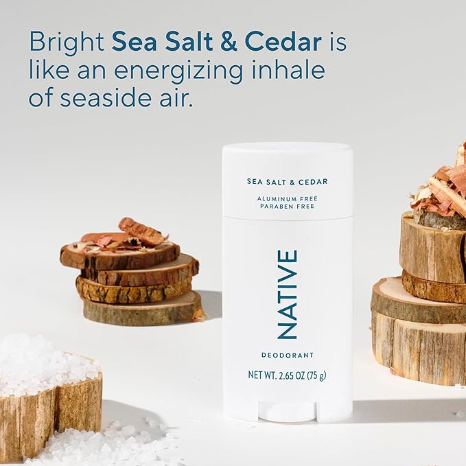 Native Deodorant | Natural Deodorant for Men, Aluminum Free with Baking Soda, Probiotics, Coconut Oil and Shea Butter | Sea Salt & Cedar