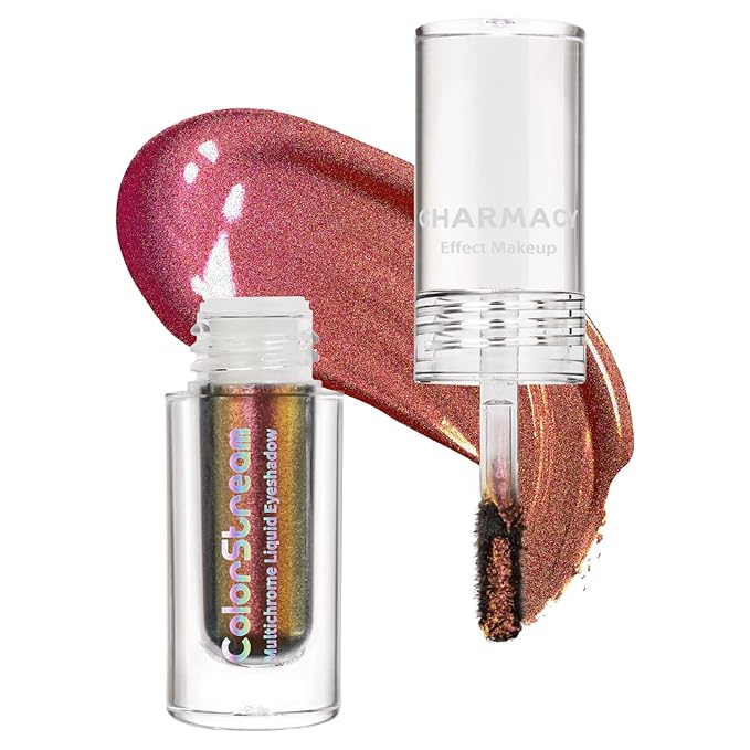 CHARMACY Liquid Duochrome Eyeshadow, Multi-Dimensional Eye Looks, Long Lasting Glitter Eye Shadow Sets Metallic Pigments, Quick Drying, Sparkling Shiny Eye Makeup for Beginners, 1.6g (#19)
