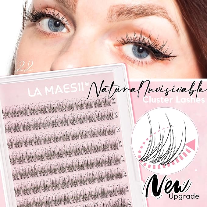 120Pcs Clear Band Lash Clusters 10-14mm Natural Look Cluster Eyelashes C Curl Resuable Invisible Band Individual Cluster Lashes(22)