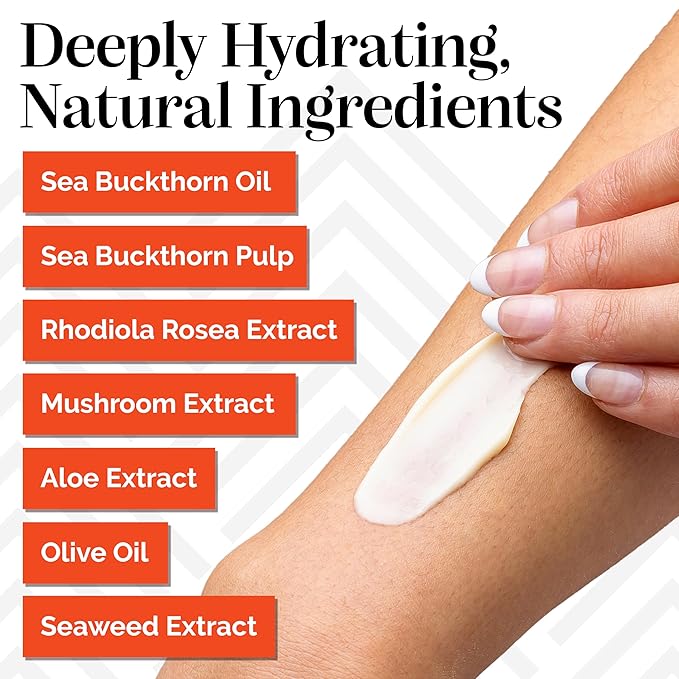 sibu Moisturizing Body Cream, Lotion Made From Premium Himlayan Sea Buckthorn (6oz) – Lightweight & Hydrating Moisturizer That Protects & Repairs Skin