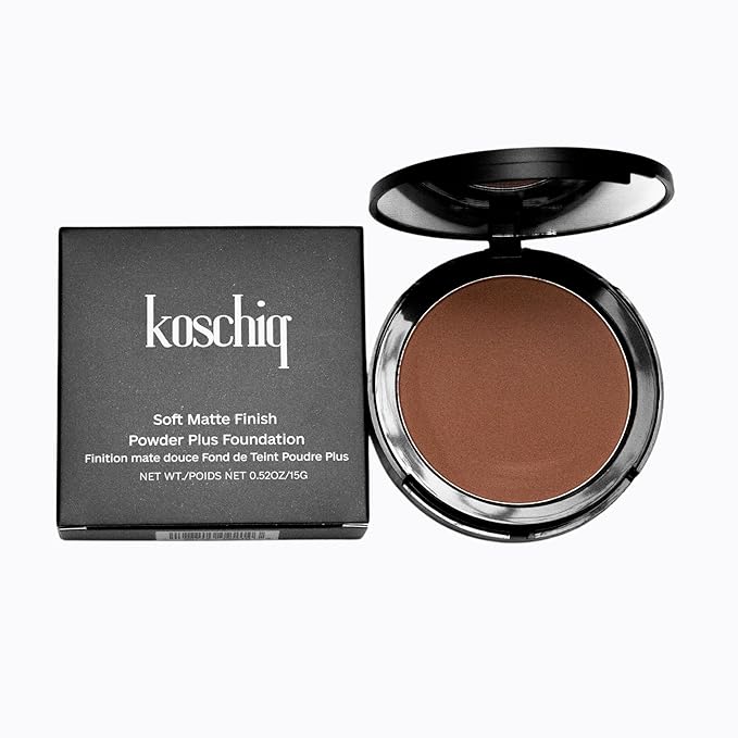 Koschiq Soft Matte Powder + Foundation – 2-in-1 Compact with Oil Control & Blurring Effect | 24hrs stay Longwear, Buildable Matte Finish | k-68. Deep with golden undertone)