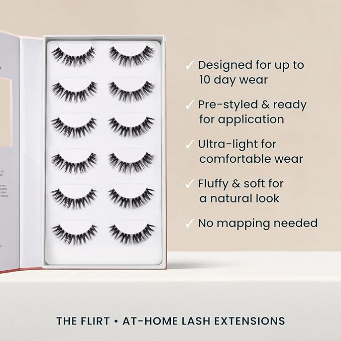 The Flirt Natural Lashes – Natural Lash Clusters for Women - Salon Quality At Home Eyelashes Extension Kit - 6 Lash Sets - No Lash Glue Included