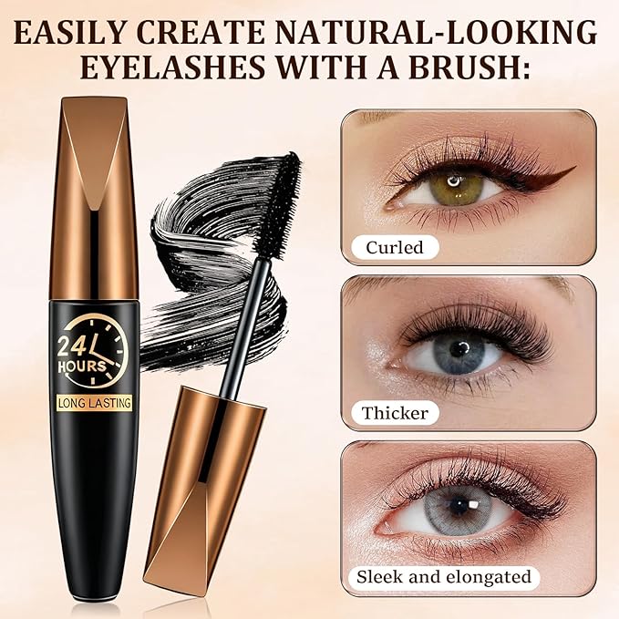 4D Silk Fiber Lash Mascara,2025 New 4D Silk Fiber Lash Mascara, Waterproof Smudge Proof,Long Lasting,All Day Exquisitely Full（2 pcs）