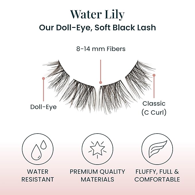 FlutterHabit Water Lily Lash Clusters for Women, Salon Quality At Home Eyelashes Extension Kit, 6 Lash Sets, No Lash Glue Included