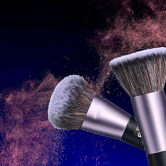 B&R MALL Premium Makeup Brush Set with LED Mirror – Supper soft Brushes for Flawless Foundation, Concealer, Eyeshadow & More | Lightweight, Versatile, Perfect for On-the-Go Touch-Ups (Purple Black)