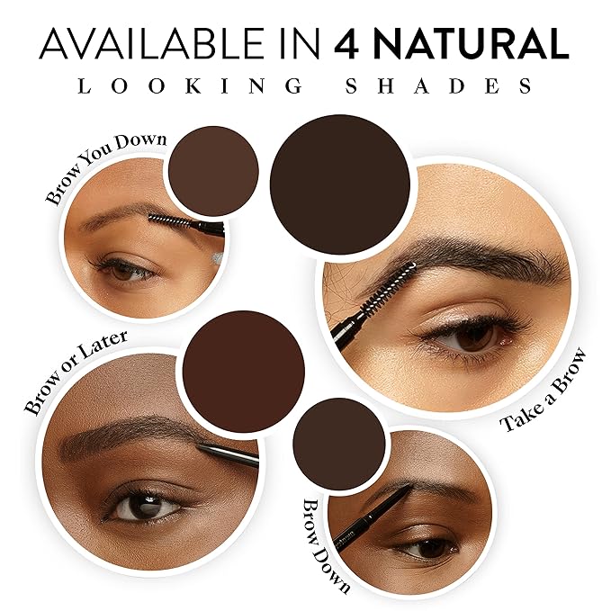 Waterproof Eyebrow Pen with Brush, Brow Pencil & Lash Spoolies for Eyelash Extensions, Eye Brow Pencils for Women, Eyelash Brush & Spoolie Combo, Eyebrow Makeup Tool Set, Brow Or Later (Medium Brown)