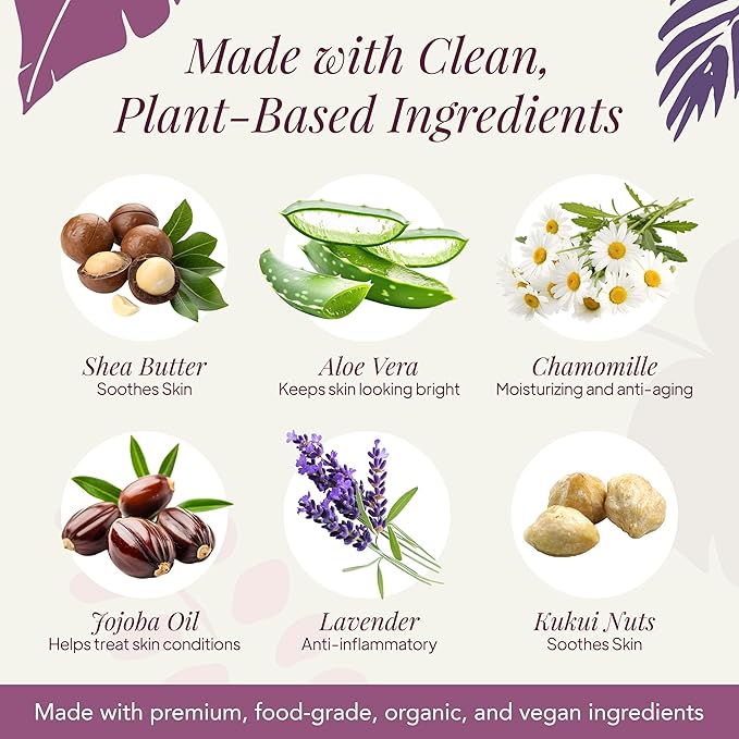 Body Wash Lavender Chamomile Saavy Naturals - Plant-Based Ingredients - Made In USA - Sensitive Skin Body Wash - Organic Formula With Coconut Oil,Shea Butter, And Aloe Vera - 8.5 Fl Oz