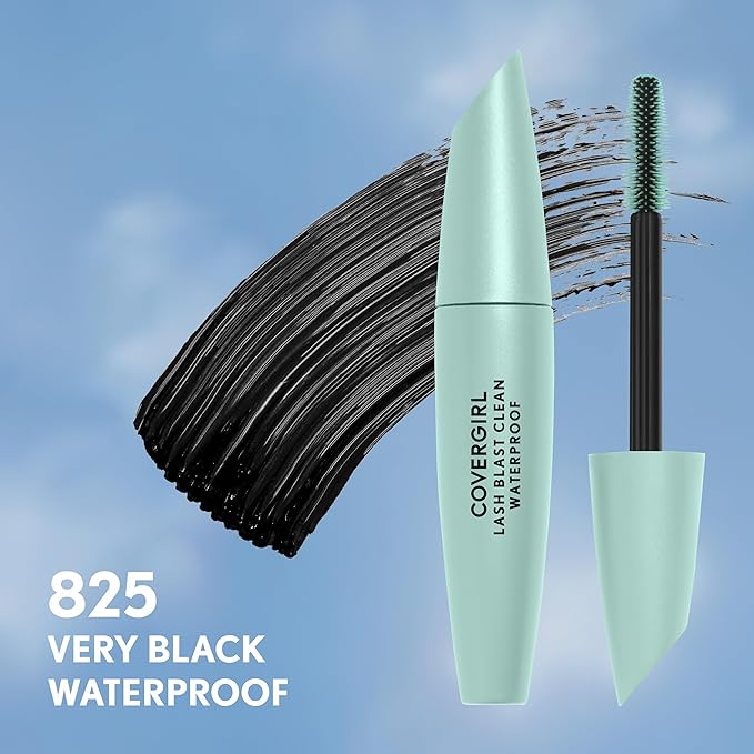CoverGirl Lash Blast Clean Volume Waterproof Mascara, Vegan Formula, Volumizing, Smudge-Proof, Cruelty Free, Very Black, 1 Count