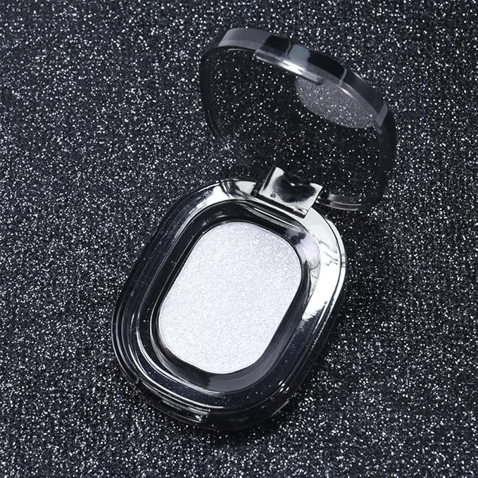 Eyeshadow Single Shimmer, Monochrome Glittler Eyeshadow Palette, Pressed Glitter Single Eyeshadow, Everyday Low Saturation Delicate Long-Lasting Eye Makeup Looks Eye Shadow White 02