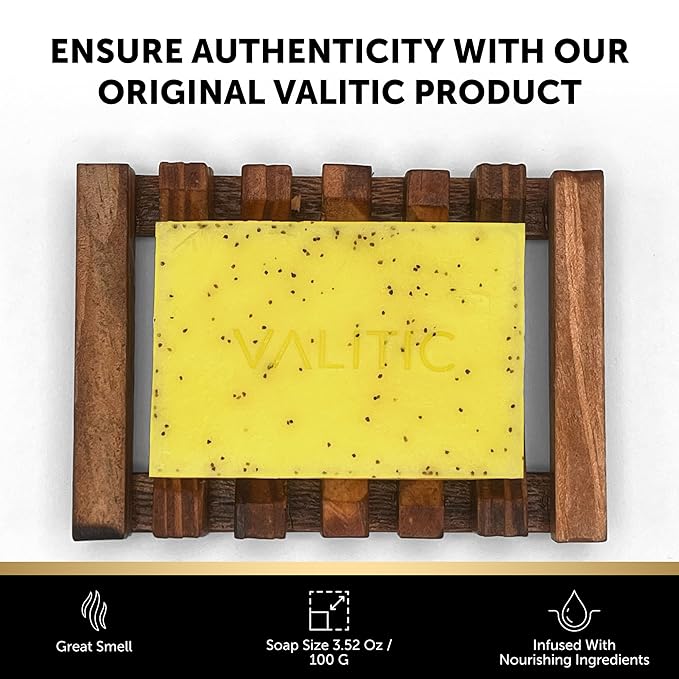 VALITIC Lemon Turmeric Soap for Dark Spots - Kojic Acid Soap for Face and Body - Exfoliating Bar for Brightening, Skin Tone Corrector with Retinol, Vitamin C, Collagen and Hyaluronic Acid - 1 Pack