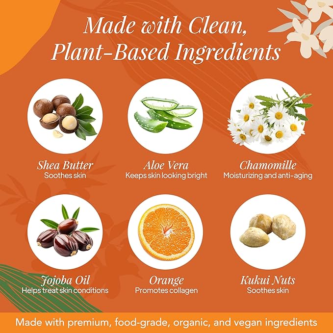 Saavy Naturals Body Cream Sweet Orange Plant-Based Ingredients| Made In USA | Absorbent Shea Butter Vegan Formula, Thick and Creamy Body Moisturizer, Body Lotion for Dry Skin- 8.5 Fl Oz, 2 Pack