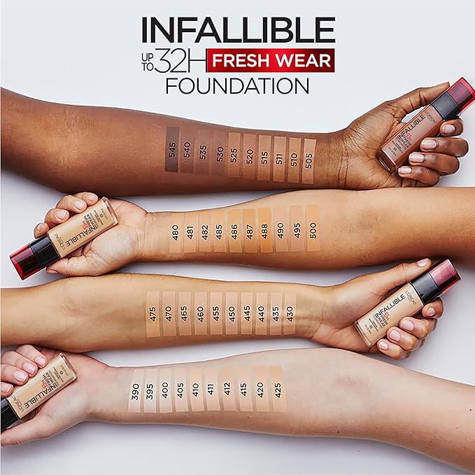 L'Oreal Paris Makeup Infallible Up to 32 Hour Fresh Wear Lightweight Foundation, 430 Ivory Buff, 1 Fl Oz, Packaging May Vary