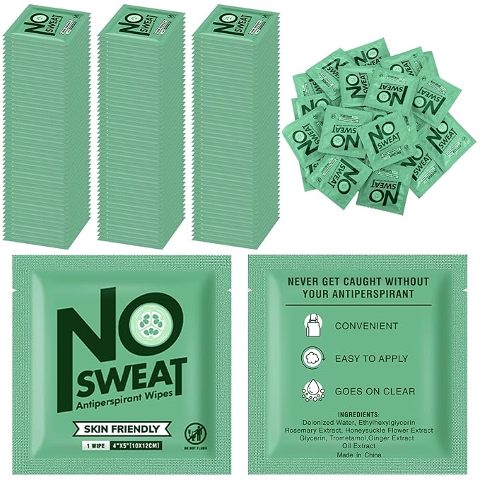 Timgle 150 Pcs Mini Travel Deodorant Wipes Individually Wrapped Antiperspirant Armpit Deodorant Body Sweat Wipes for Teens Women Men Sports Travel Underarm Sweating (Cucumber)