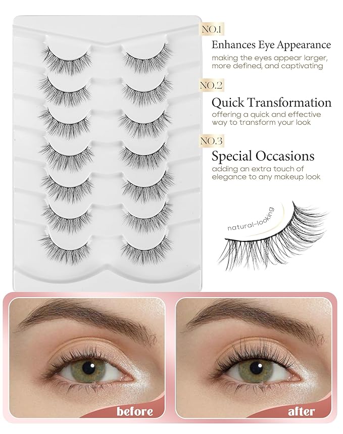 Onlyall Wispy Lashes Natural Flared False Eyelashes Fake Lashes DK28