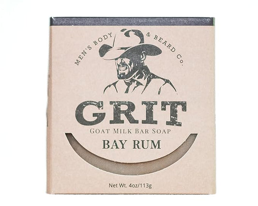 GRIT Goat Milk Soap Bar Bay Rum | Dye-Free Soap Bar | Enriched with Nourishing Goat Milk | 4 oz