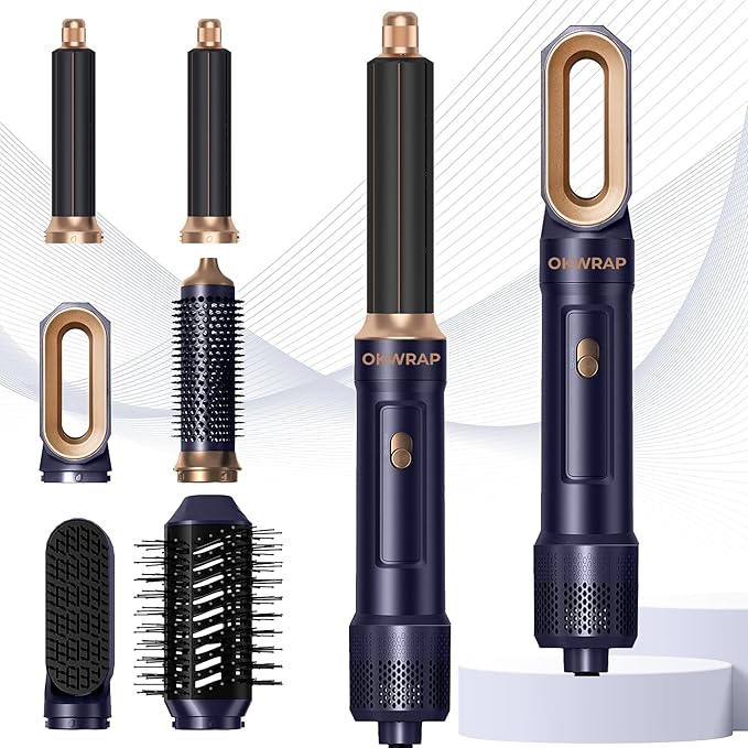 6 in ONE Blow Dryer Brush,Air Curling Iron Round Brush Blow Dryer 800W,Ionic Hair Dryer Brush for Women, Hot Air Brush Hair Styling Tools 100-120V