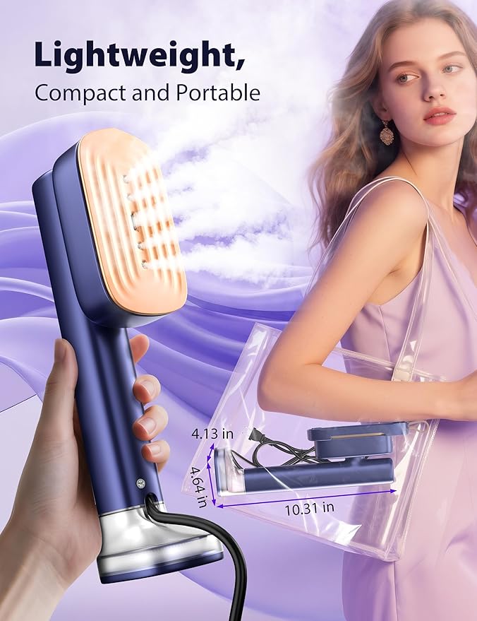 Travel Steamer for Clothes,1200W&25g/min Steam Iron Quilting & Sewing, Portable Handheld Garment Steamer,35mins Runtime & 180ml Large Tank,15s Fast Heat-up,Ceramic Panel,Wrinkle Remover for Travel