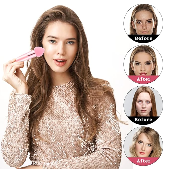 3 Pcs Makeup Foundation Sponge Pink Beauty Blender Sponge Makeup Sponge Cosmetic Powder Puff Concealer Face Brush with Handle Beauty Sponge Applicator Makeup Brush