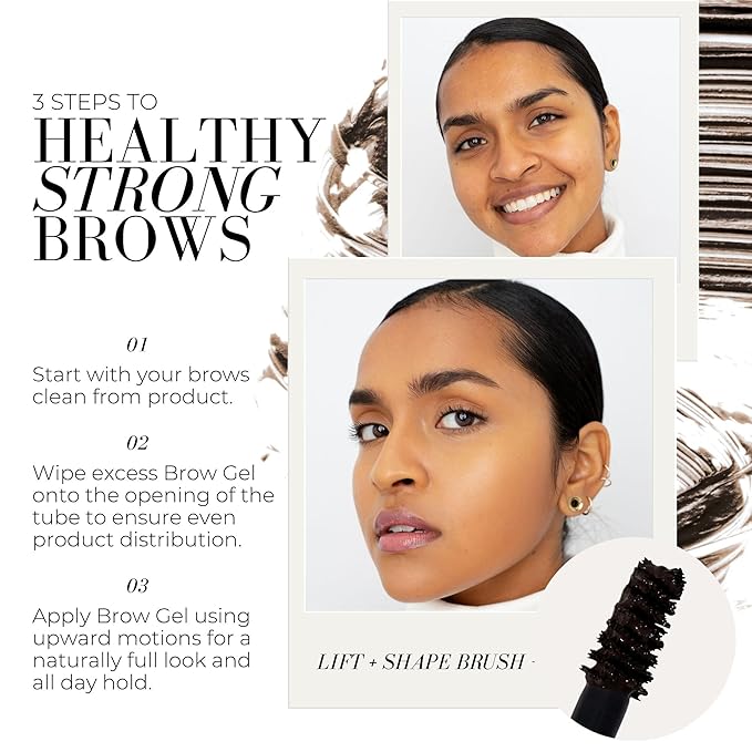 Fitglow Beauty Plant Protein Brow Gel | Natural Vegan Eyebrow Enhancer Serum | Thickening Volumizing Brow Filler | Nutrient-Rich Hair Conditioning | Strengthens, Lift, Shape & Fill | 4g - Dark Brown