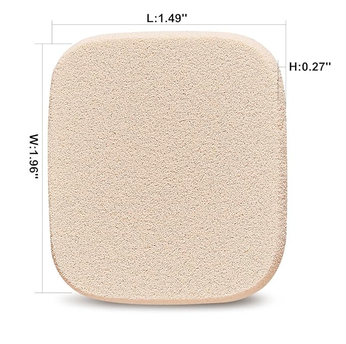 KOOBA 2pcs Square Makeup Sponges with 1 Travel Case, Beauty Face Primer Compact Powder Puff, Blender Sponge Replacement for Cosmetic Flawless Foundation