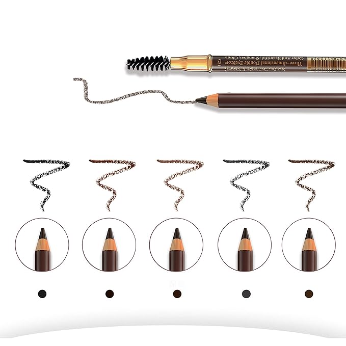 1pcs Eyebrow Pencil Longlasting Waterproof Durable Liner Eyebrow 5 Colors to Choose (1# Black)