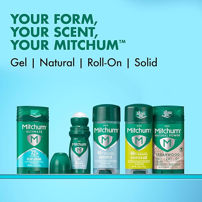 Mitchum Ultimate 72H Odor Protection Men’s Antiperspirant & Deodorant, Invisible Solid, Clean Control, 2 pack