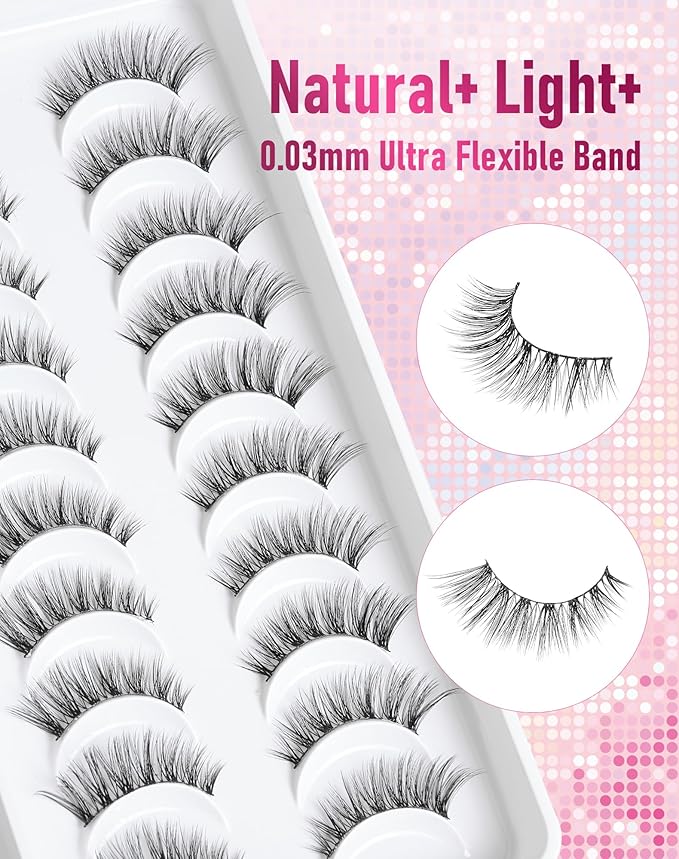 Frihappy Cat Eye Lashes 3/4 Lashes Mink Lashes Wispy Lashes False Eyelashes Natural Look False Lashes 14mm Lashes 3D Air-Gygnus