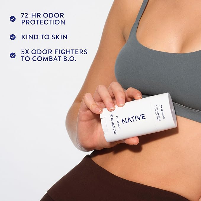 Native Deodorant,Unscented, Aluminum Free, Paraben Free, 2.65 OZ (75 g), Coconut Oil and Shea Butter