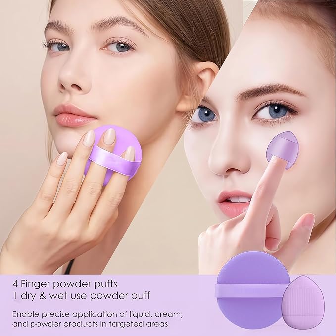 Purple Makeup Brush Set for Girls, Include 18 Pcs Makeup Brush & 12 Pcs Blending Sponge & Mirror Case, Nice for Learning Makeup