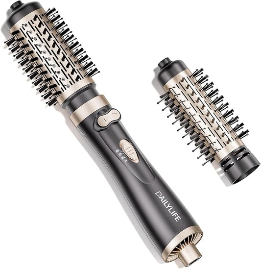 DAILYLIFE Rotating Hair Dryer Brush, 2 Brushes (1.5" & 2") Included, Blow Dryer Brush with Ionic Function, ALCI Safety Plug and Ceramic Coating