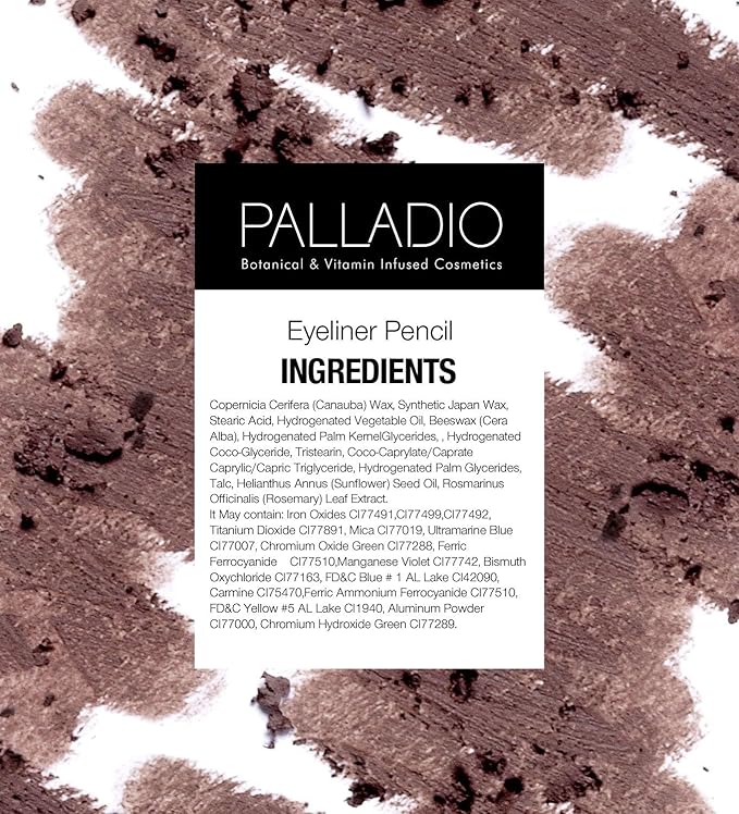 Palladio Wooden Eyeliner Pencil, Thin Pencil Shape, Easy Application, Firm yet Smooth Formula, Perfectly Outlined Eyes, Contour and Line, Long Lasting, Rich Pigment, Taupe