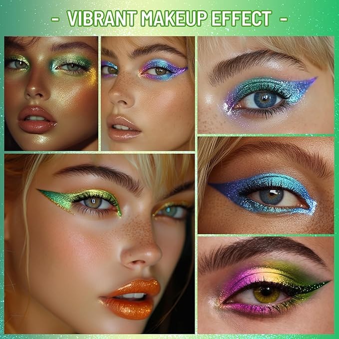 UCANBE Chameleon Eyeshadow & Eyeliner Gel Pencil-Multichrome Shifting Colors Metallic Glitter Eye Makeup,Waterproof Long-Lasting Smudge-Proof Multi-Dimensional Color (Forest Green to Chartreuse Gold)