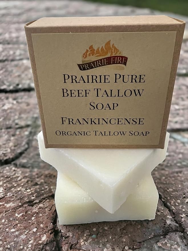 Pure Beef Tallow Soap Bar, (3 Pack) Grass Fed and Finished - Face, Body and Hair - Cleans, Moisturizes, Soothes, and Hydrates. Natural and Organic Peppermint