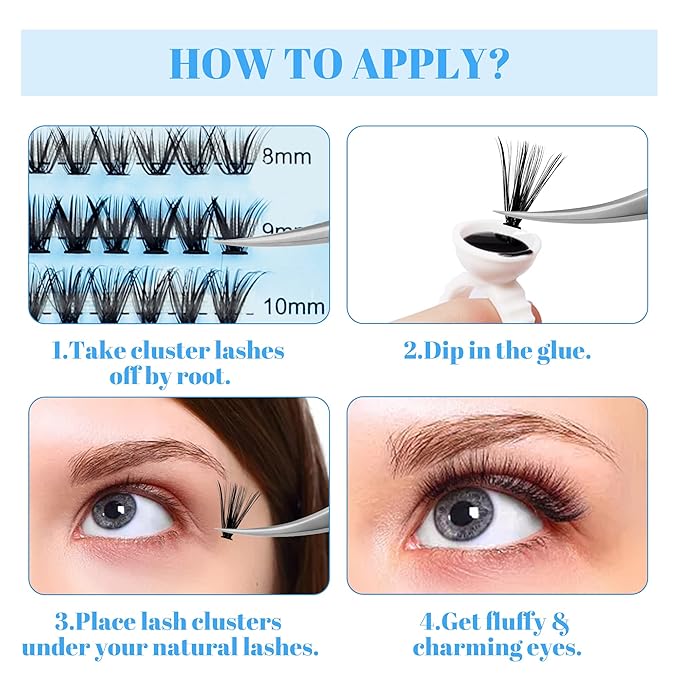 Individual Lashes GEMERRY 280pcs Large Tray 0.07mm Lash Clusters 40D 8-16 MIX D Curl Cluster Lashes Soft &Natural Individual Lashes Cluster Reusable DIY Eyelash Extensions