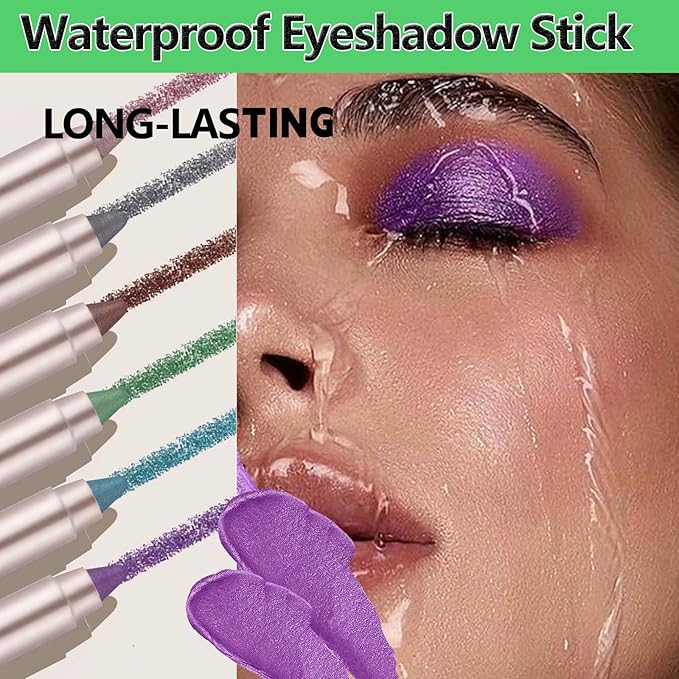Rose Brown Eyeshadow Stick, Blendable Creamy eyeshadow Eye Brightener Stick, Waterproof Eyeshadow Pencil Long Lasting Crayon, Smooth Eye Shadow Highlighter Eye Liner Makeup.#B02 rose brown shimmer