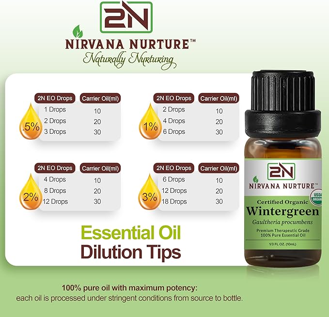 Wintergreen Essential Oil USDA Certified Organic, 100% Pure Natural Premium Grade, Undiluted