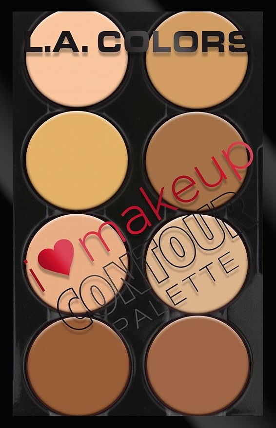 L.A. COLORS I Heart Makeup Contour Palette, Light to Medium C30352 (Pack of 2)