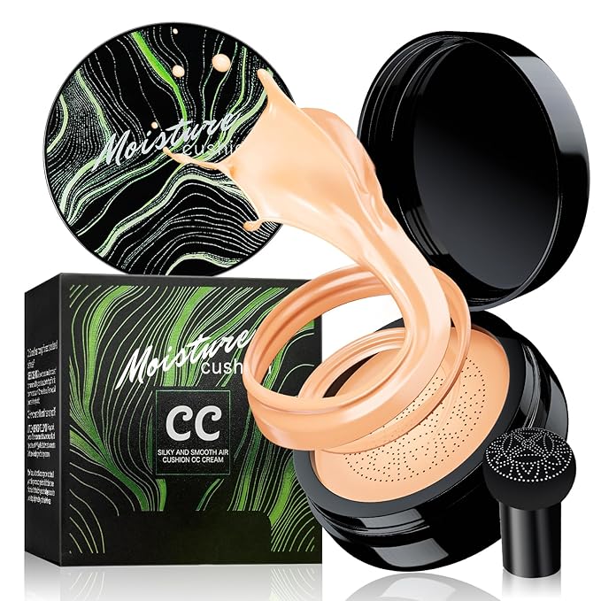 Air Cushion CC Cream Mushroom Head Foundation - Moisturizing BB Creams Foundation, Long-Lasting Waterproof Matte Concealer for Even Skin Tone (Nude, 1 PCS)